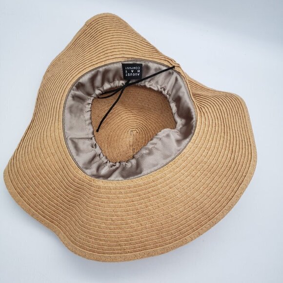 Womens Floppy Sunhat Woven Straw Tan Natural Wide Brim Beach Hat - Picture 6 of 11